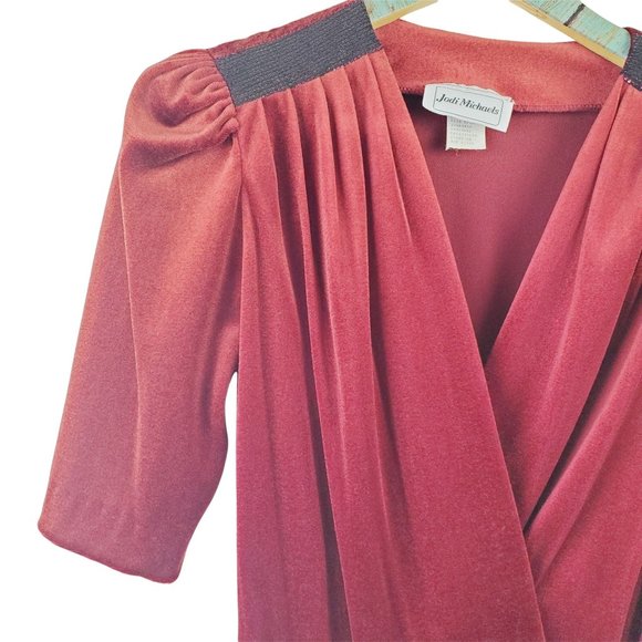 Vintage 1980's Jodi Michaels Belted Velvet Rhinestone Short Sleeve Jumper, 9/10 - Picture 8 of 12